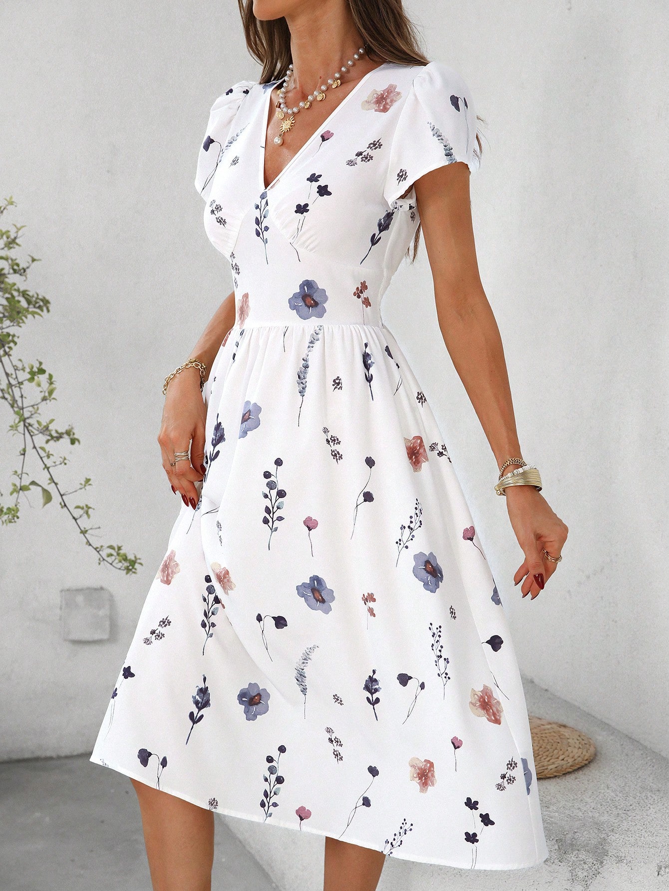 SHEIN Clasi فستان نسائي صيفي جديد أنيق بياقة على ش...