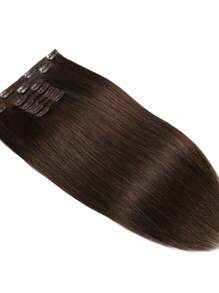Extensiones de cabello 100% de cabello humano Remy con clips, de 20 pulgadas. Extensiones de cabello con clips invisibles, naturales y rectos para mujeres #4 - S4 - Ver 6