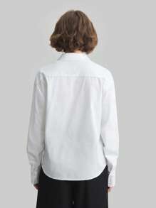 Ontre 女士纯色休闲时尚衬衫，适合日常穿着 - 白色 - 查看 5