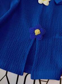 Franclia Áo thun cổ tròn tay ngắn thời trang, áo phông họa tiết hoa 3D - Màu xanh ngọc - Xem 3