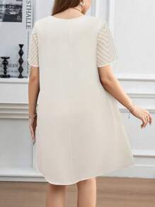 SHEIN Clasi Plus Size Women V-Neck Short Sleeve Straight Loose Casual Dress,Formal Dresses For Women