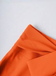 Franclia 女士休闲纯色长裙，适合工作和日常穿着 - 橘色 - 查看 3