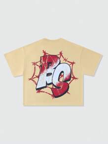 ROMWE MEN Street Life Camiseta de manga corta de ajuste holgado con estampado gráfico casual para hombre para el verano