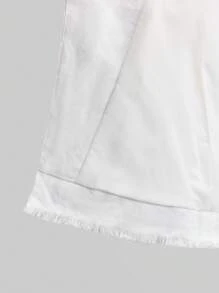 Ontre 100% 纯亚麻金属装饰纽扣都市休闲女式背心夹克，无袖亚麻米色西装背心，适合春季 - 白色 - 查看 9