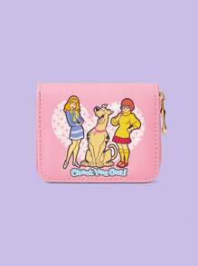 SCOOBY-DOO X SHEIN 1pc Pink Polka Dot, Figure & Dog Print Small Wallet