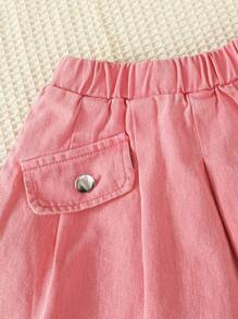 SHEIN 3pcs Girls Casual Fashion School Style Set: Fuchsia Mesh Round Neck Short Sleeve Top, White Camisole, And Fuchsia Pleated Shorts - Pink - View 7