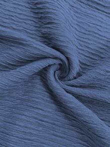 Celure 大码女式纯色扭结开摆露背短款上衣和美人鱼下摆短裙套装 - 藍色 - 查看 3