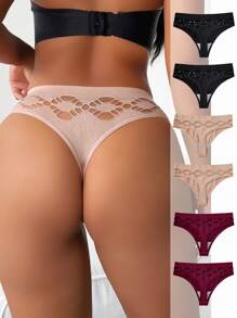 SHEIN Set de 6 tangas sin costuras para mujer, de moda para el verano