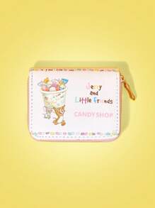 TOM & JERRY X SHEIN 1pc Cute Candy Pattern Cartoon Short Wallet - Multicolor - View 5