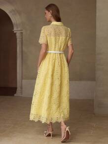MOTF PREMIUM LACE BELTED DRESS - Yellow - View 6