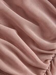 SHEIN MOD Ruched Bandana Hem Mesh Tube Top - Dusty Pink - View 4