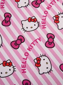 HELLO KITTY AND FRIENDS | SHEIN Bowknot Pattern Fitted Sheet, Warm And Soft, Suitable For All Seasons, Fits Various Bed Sizes - Pink - View 9