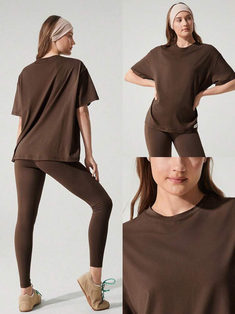 Pima Cotton Unisex Short Sleeve Round Neck Oversized Tee Daily Casual