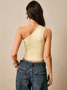 Poéselle 1 件女式花卉印花无袖短款背心，度假风格 - 黃色 - 查看 2