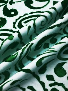 EMERY ROSE Women's Fashion Print Ruffle Sleeve V-Neck Dress - Dark Green - View 5