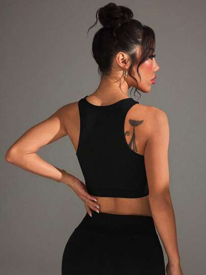 Easithlete Mesh Patchwork Criss Cross Wrap Sports BH view 2