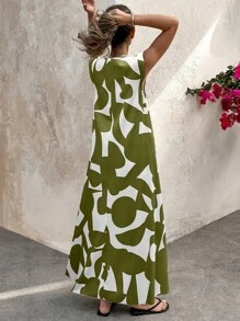 Selianne Women's Retro Patterned Extra Long Dressfall Clothes Fall Clothes - Multicolor - View 2