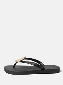 Grefit CUCCOO Women's Summer Flip Flops, Fashionable Round Toe Beach Sandals - Black - View 2