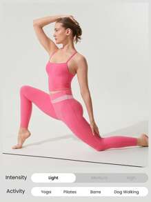 GLOWMODE FeatherFit™ T-Neck Racerback Tank Top Light Support Low Impact Yoga Studio - Blush Crush - View 5