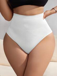 SHEIN Quần legging bó sát liền mạch cỡ lớn - trắng - Xem 3