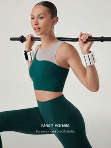 GLOWMODE Top sin mangas con recortes y espalda de malla Powersculpt™, de alto impacto, para entrenamiento, correr y gimnasio, con copas desmontables