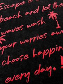 SHEIN Tween Boy Casual Street Fashion Beach Theme Washed Distressed Comfortable Fabric Loose Fit Round Neck Top, Suitable For Commuting, School, Daily Casual, Sports, Spring/Summer - Black - View 6