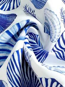 Swim Mod Women 2pcs Shell Print Bikini Set, Strapless Sexy Low Waist Bikini Set For Summer Beach Vacation - Blue and White - View 3