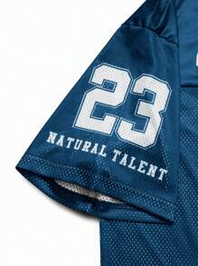 PAVTROS Manfinity Streetrush Men's Casual Numeric Print T-Shirt With Sports Vibe - Blue - View 5