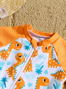 Newborn Zipper One-Piece Swimsuit, Adorable Dinosaur Print Toddler Beach Wear Toddler Boy Beach Clothes Baby Boy Beach Clothes Baby Beach Wear Baby Boy Beach Wear