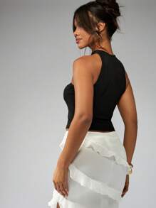 MISSGUIDED Chain Embellished One Shoulder Bandeau Crop Top Sleeveless Party Club Evening Summer Festival Fashion Tank - Black - View 2