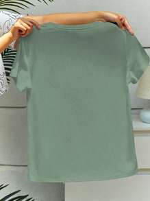 Women Sun Print Round Neck Short Sleeve Casual T-Shirt