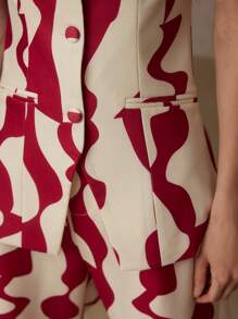 MOTF ALLOVER PRINT TUBE BLAZER & PANTS - Red - View 2