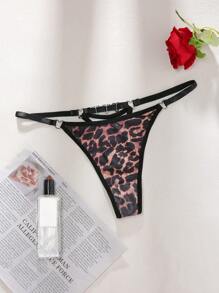 Women's Hollow Leopard Print Comfortable G-String Panties - Multicolor - View 6