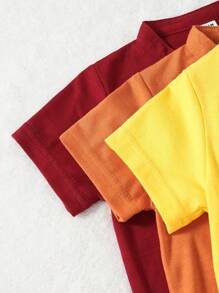 SHEIN 3pcs Set Vintage Stylish Infant/Toddler Boys Dopamine Colorblock Short Sleeve Collared Button-Up Shirts For Spring & Summer - Multicolor - View 5