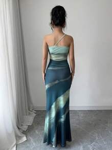 Rafferiza Elegante vestido de verano con abertura alta en degradado - Verde - Ver 2