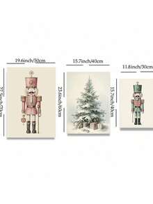Nutcrackers Set Of 3 Christmas Prints Canvas Poster Holiday Wall Decor Vintage Xmas Printable Christmas Decorations Unframed