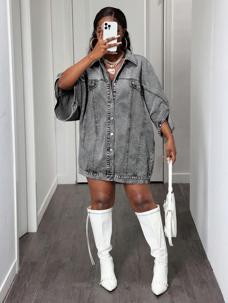 Slaydiva 女士休闲牛仔旅行连体裤 - 淺灰色 - 查看 1