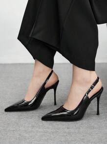 CUCCOO BIZCHIC Eleganckie, minimalistyczne, jednokolorowe buty damskie z odkrytymi plecami i wysokim obcasem