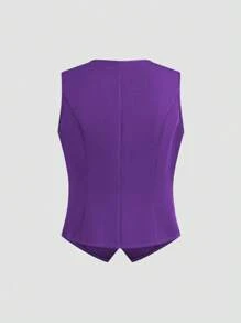 SHEIN Unity 简约纯色休闲办公西装背心 - 紫色 - 查看 2