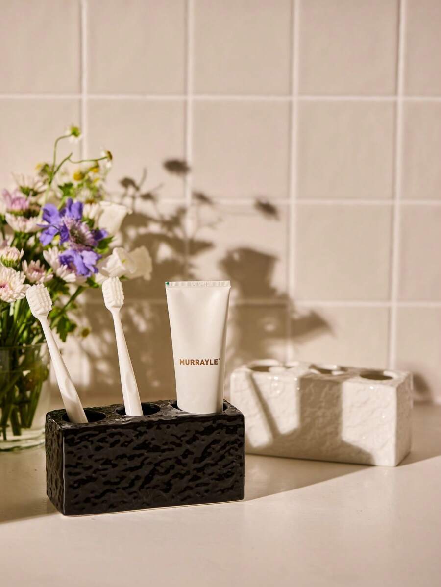 Cirelle 石制浴室陶瓷托盘皂碟乳液瓶收纳架洗漱台洗漱杯套装牙具收纳家居浴室装饰浴室收纳夏季