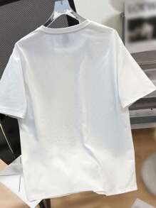 Manfinity Joysei 标准尺寸男士星星图案白色圆领 T 恤（材质） - 白色 - 查看 4