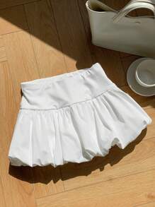 SHEIN EZwear Women's Solid Color Short Blossom Skirt