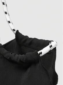 ROMWE Goth 1pc Women's Tote Bag With Sun Cross, Teardrop, Heart And Eye Graphic - Black - View 6