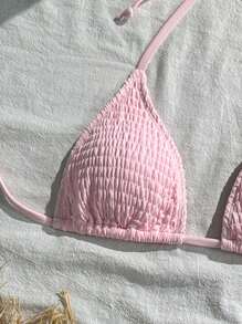 Swim Vcay Bộ đồ bơi bikini gợi cảm màu trơn đi biển mùa hè cho nữ - Hồng - Xem 3
