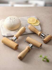 Rodillo de madera y rodillo para masa, paleta de harina manual para hacer envolturas de empanadillas y hornear - Beis - Ver 1