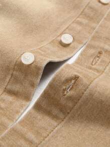 Manfinity Homme Men's Distressed Khaki Denim Shirt: Long Sleeve Button-Down With Classic Shirt Collar And Pocket Detail - Khaki - View 6