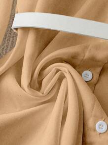 SHEIN Clasi 女士缎面金属扣腰带衬衫，适合派对/办公室/圣诞节穿着