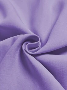 Franclia 2pcs/Set Women Casual Solid Color Linen Texture Fitted Vest & Wide Leg Shorts Set, Spring/Summer - Purple - View 3