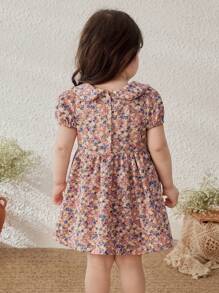 Blossori Vestido Floral Elegante Rosa para Bebê Menina, Primavera/Verão