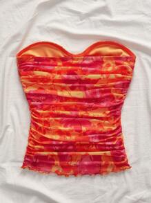 SHEIN VCAY Knitted Mesh Printed Tight Fitting Top For Women, Knitting Graphic Printed,Elegant Summer Vacation Woman,Bohemia Beach Vacation,Boho Chic,Country Concert,Holiday Festival,Beach,Old Money Style Women,Tube Top,Graduation - Multicolor - View 2